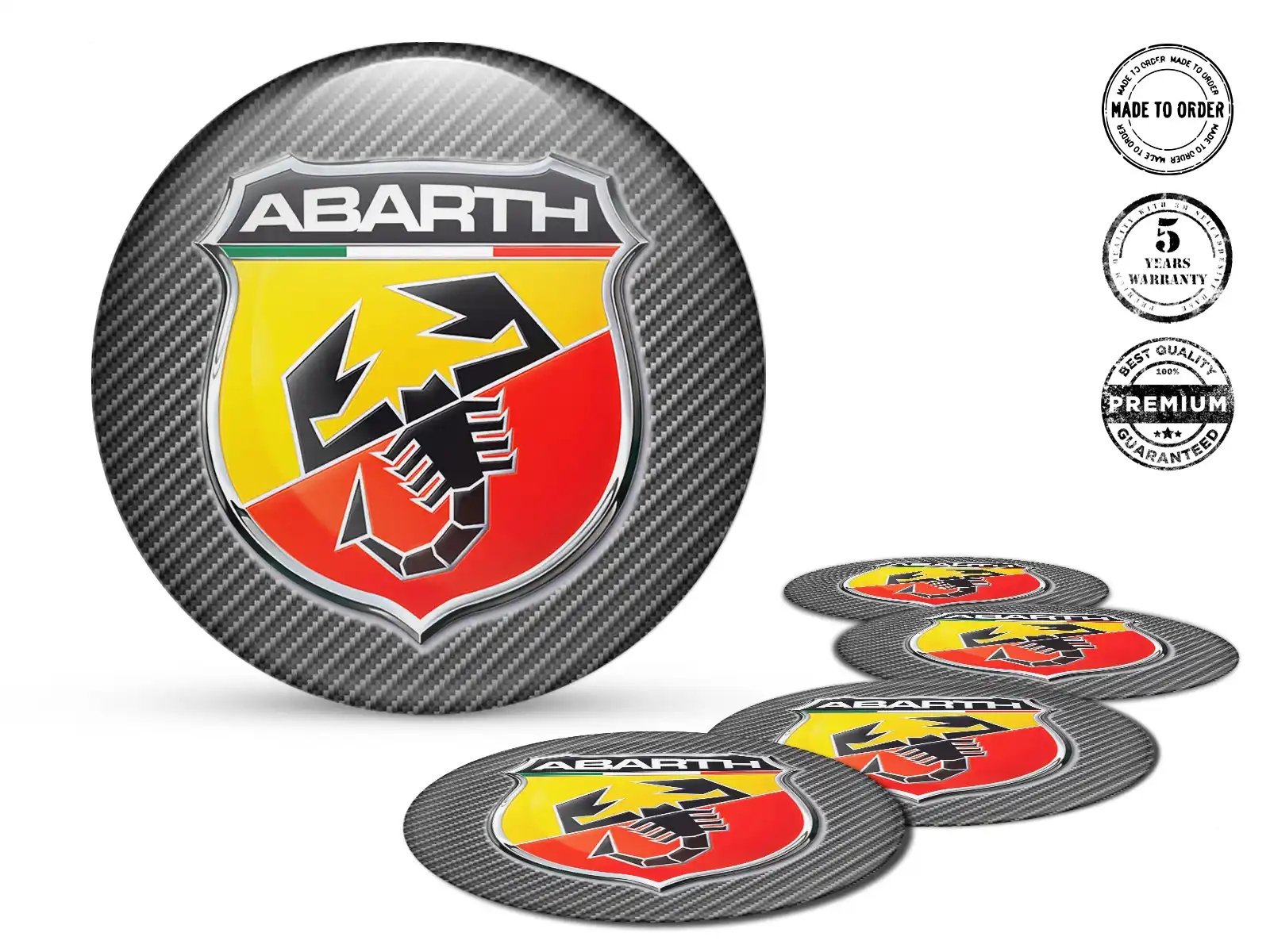 Fiat Abarth Marque Décalques Roues Étiquettes Bombées Premium